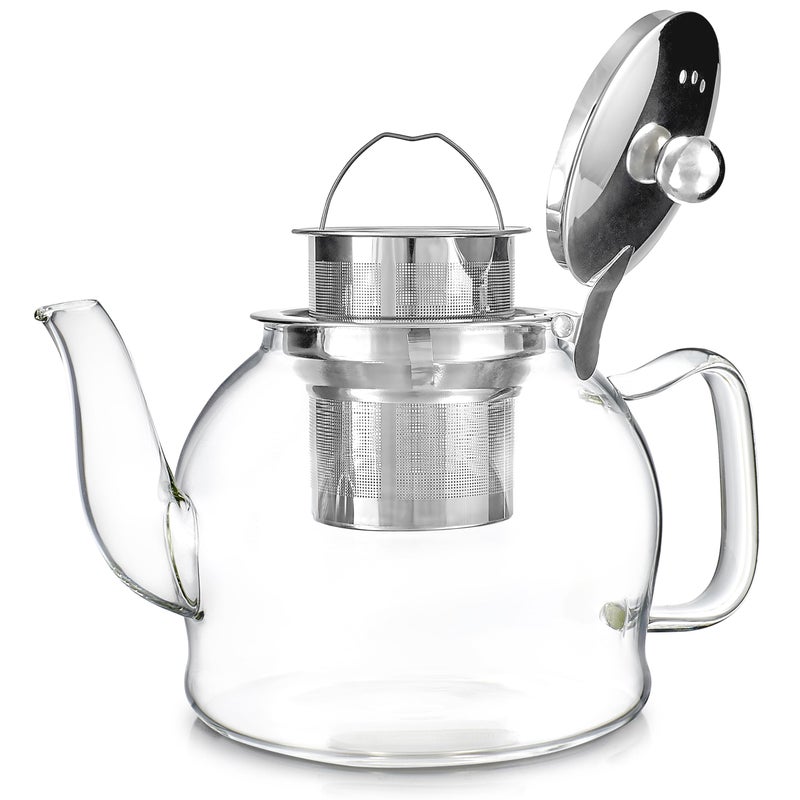 Teabloom Dublin Glass Teapot â€“ Premium Borosilicate Glass with Removable Stainless Infuser â€“ Stovetop Safe â€“ Ideal for Loose Leaf Tea â€“ Tea for Two â€“ 27 oz. / 800 ml (2-3 Cups) - Image 2